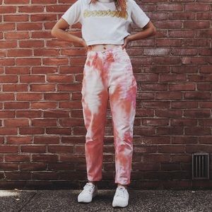 Vintage Cactus Pink High Waist Tie Dye Jeans